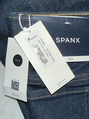 SPANX Flare Wide Leg Jeans - Raw Indigo Wash